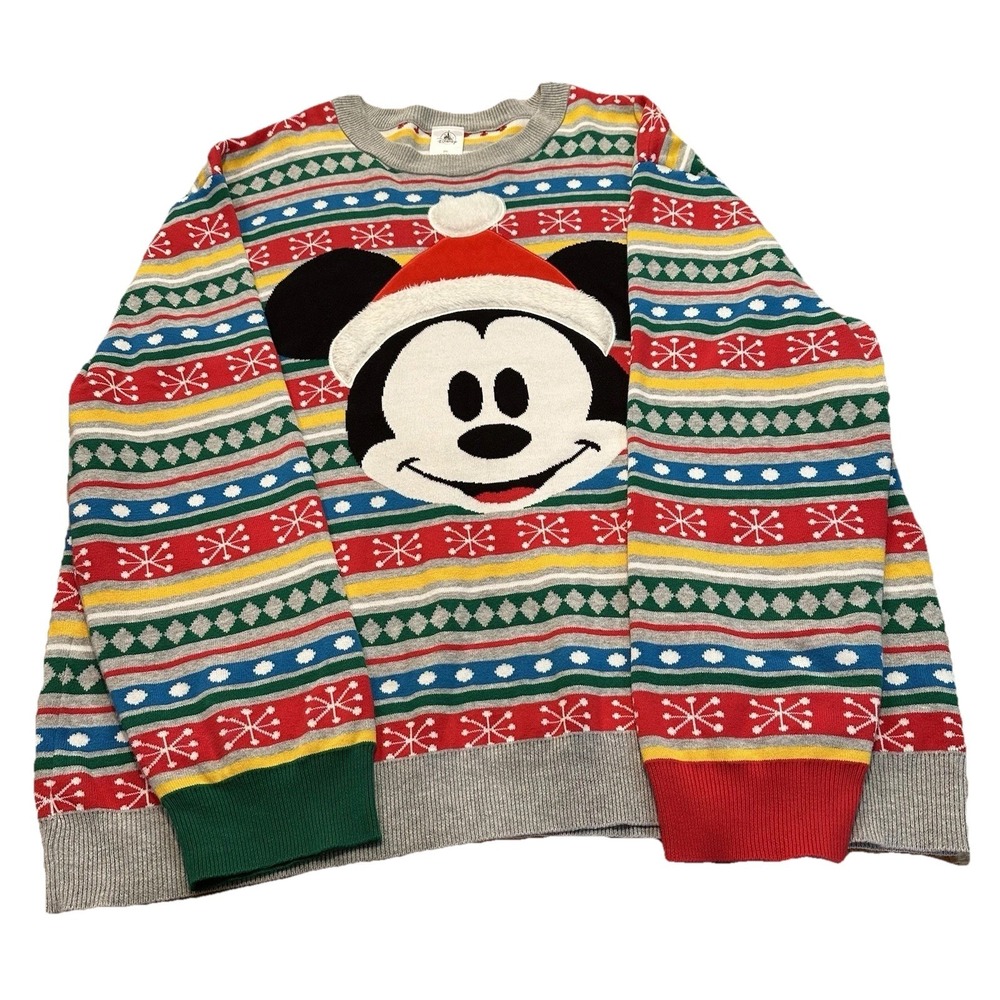 Disney Unisex Mickey Mouse Holiday Christmas Sweater 100% Cotton Size 2XL